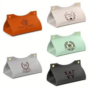 Boîte de rangement élégante en cuir personnalisée pour tiroir domestique, pochette organisatrice de bureau, étui à mouchoirs - Product Image 1