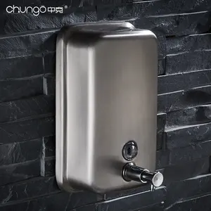 Duvara monte 304 paslanmaz çelik manuel el yıkama dağıtıcı sıvı el sabunu ve şampuan mutfak kullanımı için 500ml-1000ml kapasite