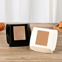 Caja Premium para Mini Hamburguesas, Contenedor de Papel Tipo Concha, Laminado Mate con Recubrimiento UV, Ventana Transparente, Logotipo Personalizado