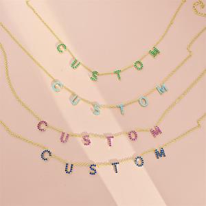 Lateefah 2023 Nuova <span class=keywords><strong>Collana</strong></span> <span class=keywords><strong>con</strong></span> Ciondolo Personalizzato <span class=keywords><strong>con</strong></span> <span class=keywords><strong>Nome</strong></span> in Zirconi Colorati e Iniziale - Product Image 1