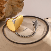Bijoux fantaisie broche de luxe de haute qualité broche personnalisée plaqué or en acier inoxydable 316l deux tons étoile coeur broches pour vêtements
