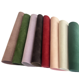 Tissu en cuir synthétique floqué polaire brossé velours daim Pu prix au mètre - Product Image 1
