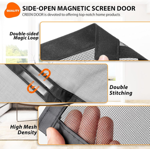 Cortina de puerta de ventana de pantalla de diseño moderno personalizada cortina de mosquito de fibra de vidrio magnética manos libres HJX Red de puerta de fibra de vidrio - Product Image 2
