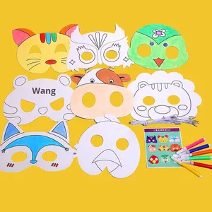 Lot de 8 masques en papier à peindre soi-même pour enfants - Anniversaire, Halloween, Noël et spectacles de scène - Product Image 2