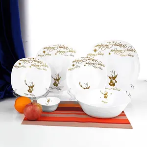 20pcs Wholesale OEM design fancy decor tabletop dinnerware sets tempered luxury opal glassware dinner set