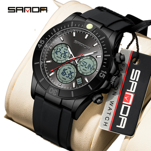 Reloj Digital Multifunción SANDA 6192 para Hombre con Doble Pantalla, Reloj Deportivo Luminoso con Correa de Silicona Impermeable - Product Image 1