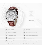 Lige 9866 Herren Business-Uhr Männliche Sport-Wasserdichte Chronograph-Armbanduhr Luxuriöse Casual Leder-Quarzuhr für Männer