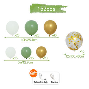 Kit de 152 ballons en arc vert à paillettes or blanc pour fête prénatale, fournitures d'anniversaire, jungle safari, <span class=keywords><strong>dinosaure</strong></span>, nouveauté - Product Image 5