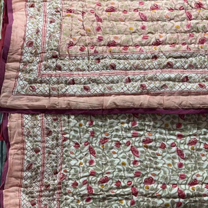 Luxury Premium <b>Kantha</b> <b>Quilt</b> Jaipuri Design Block Print <b>Quilt</b> Cotton Hand Block Printed Ethnic Design <b>Quilt</b> For Hotel Decor Use - Product Image 1