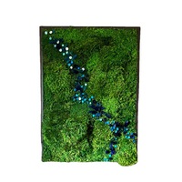 Cadre mural en mousse préservée avec fleurs séchées, décoration murale 3D en plantes vertes, peinture en fausse mousse pour la maison et le bureau
