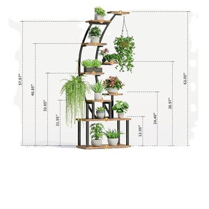 Wholesale cross-border hot-selling wrought iron flower pot stand with <b>plant</b> <b>light</b> for living room and balcony, floor-standing - Product Image 5