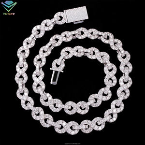 yu ying Luxury 925 sterling Silver 13MM VVS Moissanite <b>Infinity</b> Chain <b>Necklace</b> 18k <b>gold</b> Plated Link Chain Unisex Everyday Wear - Product Image 3