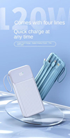 Nouvelle batterie externe compacte ultra-fine à thème dessin animé avec câble intégré, Li-Polymère 5000 mAh, charge rapide 22,5 W, en ABS, entrée Type-C