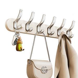 Porte-objets mural à ventouse rectangulaire avec 5 crochets, installation facile pour vêtements, clés, sacs, organisateur de porte - Product Image 2