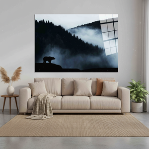 Printed <b>Canvas</b>: Foggy Mountain Landscape Art <b>Wall</b> Decor,TEMPERED GLASS ART - Product Image 3