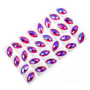 VCE colorato cucire sul doppio foro strass vetro vetro Flatback Navette per gioielli abbigliamento scarpe accessori - Product Image 4