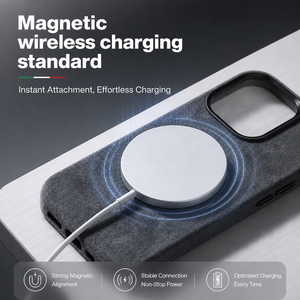 <span class=keywords><strong>Coque</strong></span> de téléphone personnalisée avec logo, boutons métalliques, entièrement recouverte d'Alcantara italien authentique, fonction magnétique, pour <span class=keywords><strong>iPhone</strong></span> 16 <span class=keywords><strong>Pro</strong></span> - Product Image 3