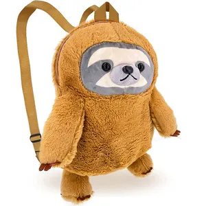 B429 Wholesale Sloth Stuffed Animal Backpack Kids Plush Funny Cute Small Bag School Kids Zoo Animal Backpack Bulk Factory