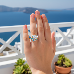 Anelli per malocchio placcati in oro regolabili alla moda con intarsio geometrico artiglio che si liberano per i bambini principalmente in lega di pietra preziosa di rame - Product Image 3