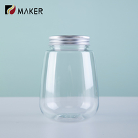 Leere 25ml 360ml 400ml 500ml PET-Kunststoff Lebensmittel qualität BPA-frei Klarsaft-Vorrats glas Trink joghurt flasche mit Verschlüssen für Unternehmen