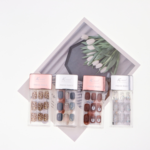 Caja acrílica corta de estilo ovalado y redondo, prensa para <span class=keywords><strong>uñas</strong></span> con lima de <span class=keywords><strong>uñas</strong></span>, 24 unidades, Pestaña de pegamento de gelatina, palo de madera, almohadilla de preparación de Alcohol - Product Image 1