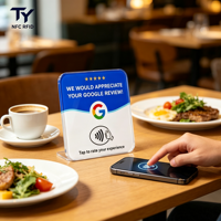 Support de table en acrylique 12 cm pour carte de commentaires Google NFC213/215 13,56 MHz – Tapper pour commenter, QR Code, Logo personnalisé, OEM, ODM, Prêt à expédier