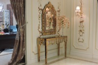 Tables consoles miroir effet diamant écrasé avec miroirs décoratifs muraux, table d'entrée de luxe, tables de couloir, meubles de salon