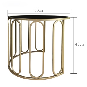 Set di Design Moderno <span class=keywords><strong>Oro</strong></span>, Metallo, Ferro <span class=keywords><strong>Nero</strong></span> di Vetro Top Living Room Divano Lato Semplice End Tavolino - Product Image 3
