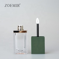 7ml Großhandel Transparente Lipgloss-Tube mit Mattgrüner Kappe Private Label Dickwandige Flüssig-Lippenstift-Tube Kosmetik-Verpackungsröhrchen