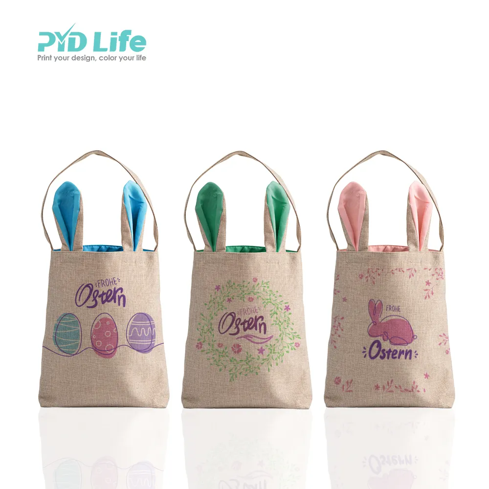 PYD Life Sublimation Großhandel Ostern Rohlinge Bunny Baskets Tote Ohren Taschen für Mädchen Jungen