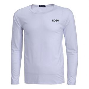 เสื้อยืดแขนยาวผู้ชาย คอวี ทรงโอเวอร์ไซส์ ผ้าโพลีเอสเตอร์ผสมคอตตอน สีพื้นเรียบ  ระบายอากาศได้ดี  รับสกรีนโลโก้ตามแบบ - Product Image 2