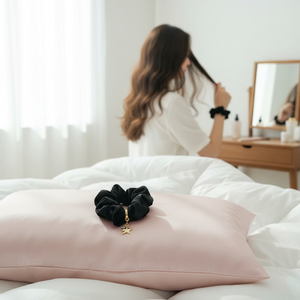 Dinto Scrunchie Attache pour cheveux noirs Bandeau élastique pour queue de cheval pour femmes et filles Accessoires pour cheveux Scrunchy en velours doux - Product Image 3