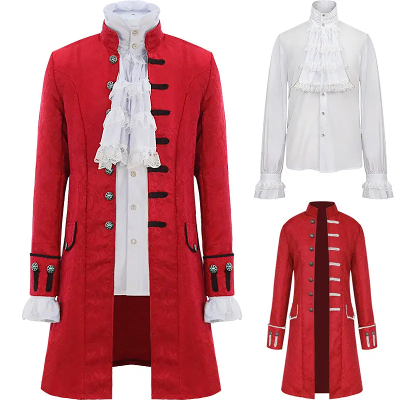 Homme Steampunk Trench Coat/Chemise Vintage Prince Overcoat Medieval Renaissance Jacket Victorian Edwardian Cosplay Costume