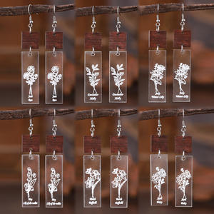 Pendientes acrílicos Flor de nacimiento flor Dios geométrico Rectangular Patchwork colgante pendientes para mujer Uionen 813 - Product Image 4