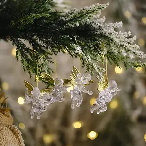 Neue Weihnachts dekoration liefert Anhänger Fensters zene Anordnung Acryl transparenten Weihnachts baum Engel