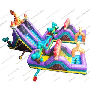 Diapositiva inflable del parque de atracciones del dragón del diablo, tobogán hinchable, carrera de obstáculos del Castillo, tobogán Moonwalk para parque infantil - Product Image 1