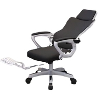 Ensemble chaise de bureau et table de jeu ergonomique avec accoudoirs en maille 4D, dossier inclinable confortable, réglage en hauteur et repose-pieds