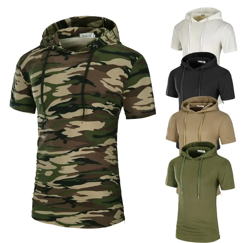 Survêtement d'entraînement pour homme, sweat à capuche sans manches, camouflage à fermeture éclair, logo personnalisable,