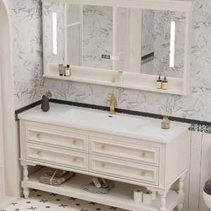 Meuble de salle de bain de style européen en bois de luxe, sur pied, moderne, blanc, avec lavabo - Product Image 4