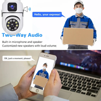 Caméra de sécurité WiFi à double objectif 1080P HD, double vue, détection humaine par IA, vision nocturne couleur, audio bidirectionnel, télécommande
