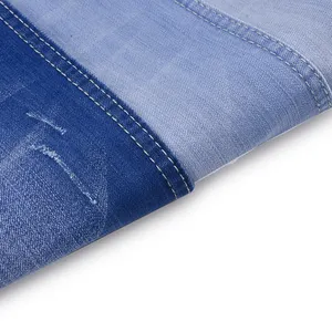 High quality slub yarn sky blue ladies stretch denim fabric for jeans Skirts
