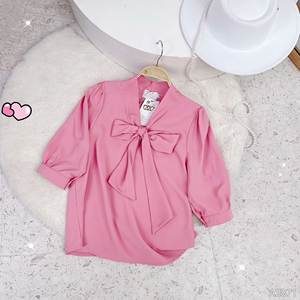 Camisa de manga larga para mujer con lazo grande, top informal de oficina, manga raglán, tres cuartos, para todas las estaciones - Product Image 5