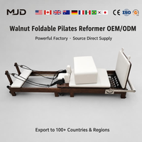 Reformer Pilates en Noyer Pliable Professionnel pour Studio de Yoga, Machine Personnalisable avec Logo OEM ODM, Lit de Pilates en Bois de Luxe pour Entraînement à Domicile