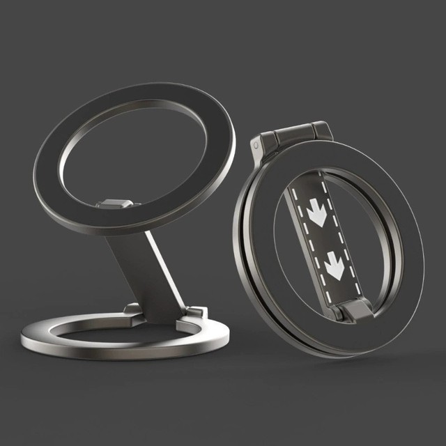 Strong Magnetic Phone Ring Holder Z Fold Stand Secure on Any Metal Surface 360 Rotation Hands Free for Car Home Kitchen Office