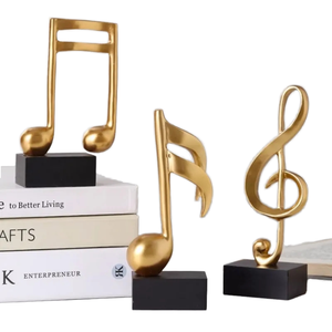 Statue décorative en résine en forme de note de musique dorée, cadeaux musicaux, figurine, sculpture de piano, arts pour la maison - Product Image 1
