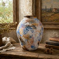 Vase à fleurs en céramique rustique Jossin avec finition artistique texturée pour la décoration de table de salon et accessoires de maison