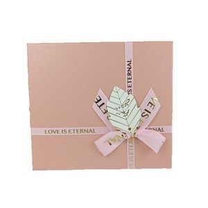 Caja de Regalo con Lazo Decorativo de Hojas Rosas en Oferta, Caja de Regalo de Papel Rígido con Asa para Bodas, Fiestas y Empresas - Product Image 2
