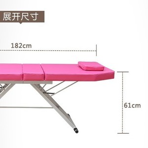 Table de massage pliable 182cm x 61cm, structure en acier inoxydable, couleur rose, pour massage et esthétique - Product Image 1