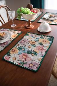 Coureurs <span class=keywords><strong>de</strong></span> <span class=keywords><strong>table</strong></span> populaires d'été d'Anne en gros <span class=keywords><strong>de</strong></span> <span class=keywords><strong>style</strong></span> champêtre-Botanical Floral Jacquard Poly-Cotton Fabric Straight Edge - Product Image 6