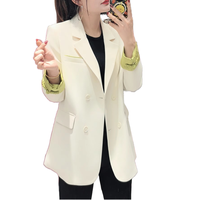 Veste de costume coréenne de couleur unie pour femmes élégantes, manteau de printemps grande taille 2025, avec boucle en métal tressé, design durable